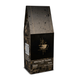 Coffee bag labeled 'Brutalist Blend' with a dark design on a white background