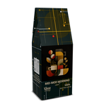 Coffee bag with geometric design and text on a white background